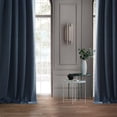 thumbnail image 4 of Exclusive Fabrics  Performance Linen Hotel Blackout Curtain (1 Panel) 50 X 96 - Dark Blue, 4 of 5
