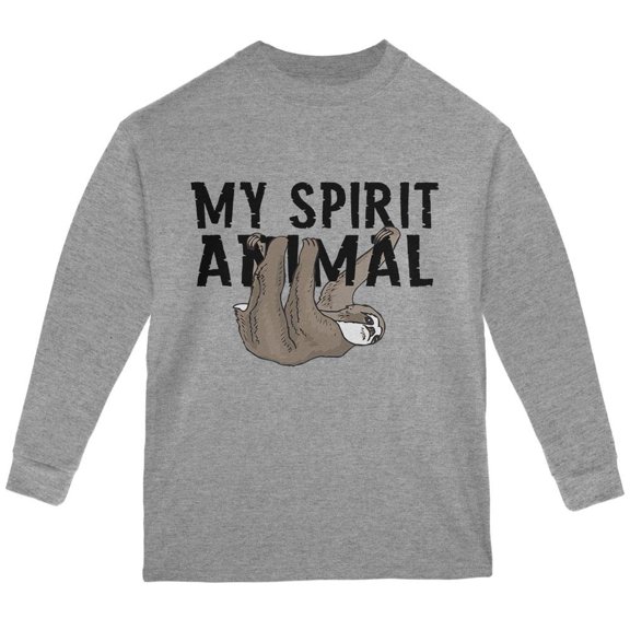 Sloth My Spirit Animal Youth Long Sleeve T Shirt Heather Grey YLG