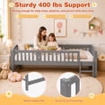 thumbnail image 5 of Sesslife Twin Platform Bed Frame, Solid Wood Toddler Twin Bed with Safety Guardrails and Built In Step for Kids, Montessori Low Profile Bed Frame with Slats, No Box Spring Needed, 400 lbs, Gray, 5 of 10