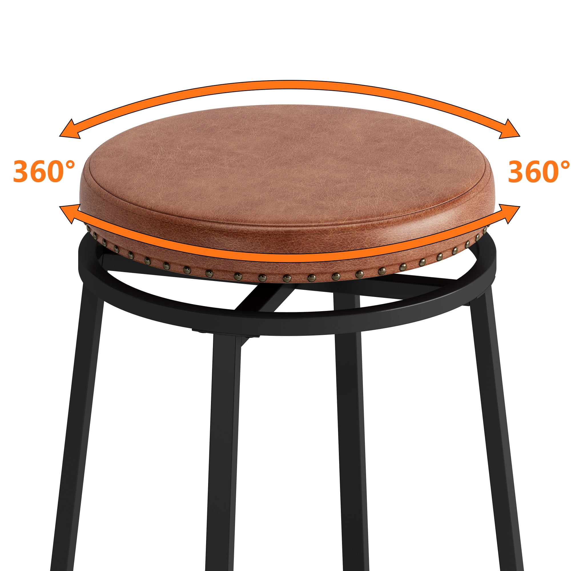 BSHTI 60.24" MDF Dining Room Table Set with Metal Frame, Power Outlets, 3 Circular PU Stools, 3 Drawers for Kitchen(Brown)