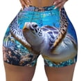 thumbnail image 2 of Lsque Sea Turtle Swims Pattern High Waisted Biker Shorts for Women-Tummy Control Fitness Athletic Workout Running Yoga Gym Shorts,Moisture-Wicking-, 2 of 9