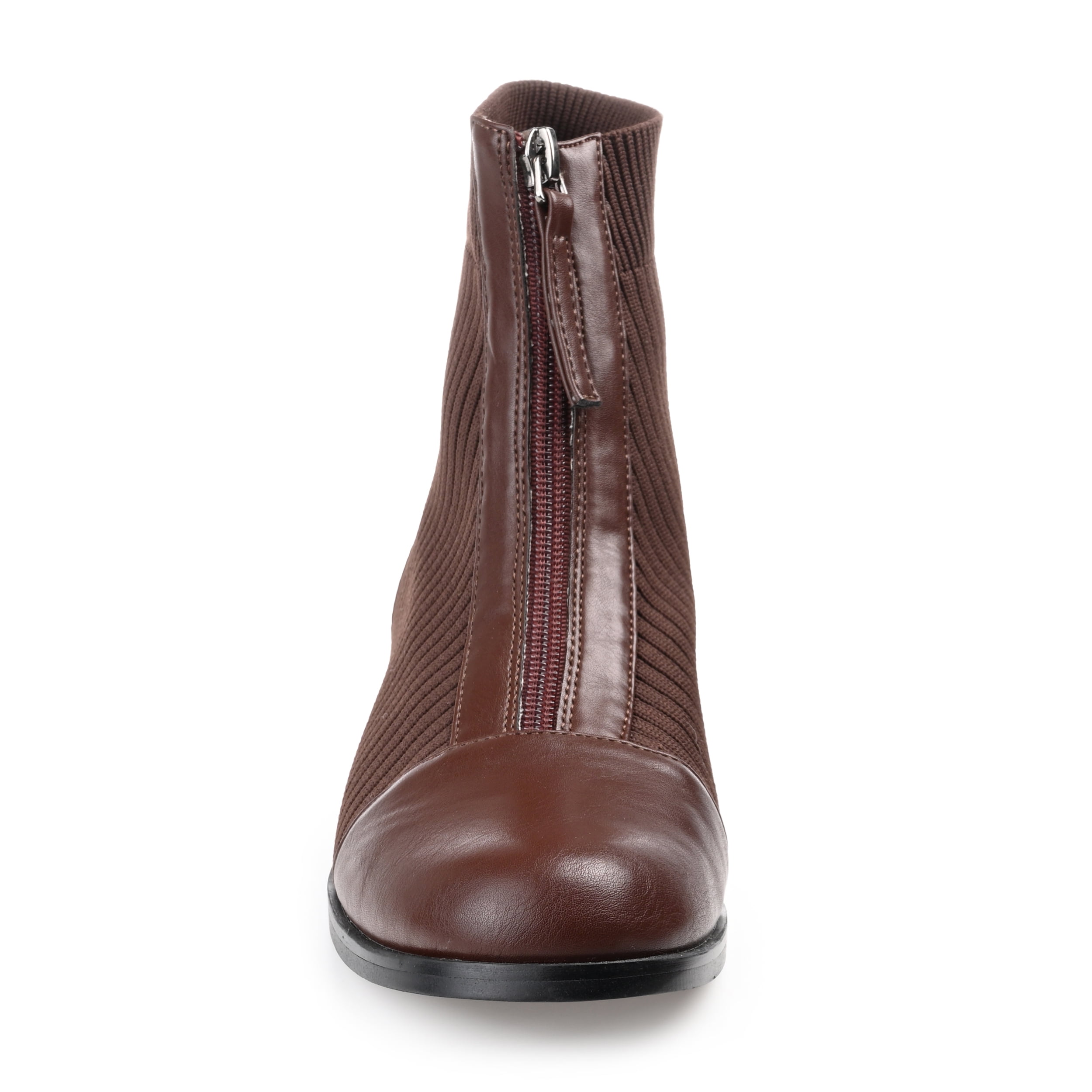 Journee Womens Bexlie Front Zip Stacked Heel Booties