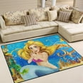thumbnail image 2 of Coolnut Cute Mermaid Under Sea World Lightweight Carpet Mats, 5'3" x 4' Area Soft Rugs, Floor Mat Rug Home Decoration for Kids Room Living Room, 63"x 48", 2 of 6