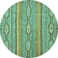 thumbnail image 1 of Ahgly Company Indoor Round Abstract Turquoise Blue Modern Area Rugs, 4' Round, 1 of 4