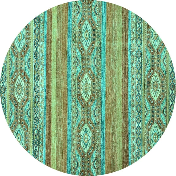 Ahgly Company Indoor Round Abstract Turquoise Blue Modern Area Rugs, 4' Round
