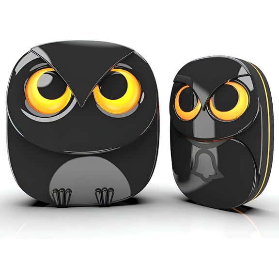 GJX 2026 New Wireless Doorbell,Cute Owl Doorbell Weatherproof Ip55 Outdoor Remote Push Button- 1000 Feet Long Wireless Range,1 Receiver   1 Transmitter,Black