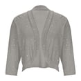 thumbnail image 5 of APEXFWDT Women's Mesh Shiny Cropped Cardigan 3/4 Sleeve Open Front Top for Dress ,Shirt,M,Gray, 5 of 5