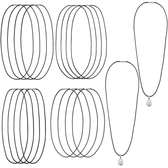 16Pcs Black Necklace Cords 4 Size Woven Wax Rope Chain 16 17 19.7 22 Inch Cord Necklaces Rope Chain with Clasp Beading Threads