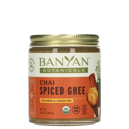 Banyan Botanicals Chai Spiced Ghee Cultured Organic Ghee (Clarified Butter) with Cinnamon & Cardamom Tasty Oil & Butter Alternative for Cooking & Baking 5.65 oz Non-GMO Gluten-Free Vegetarian