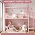 thumbnail image 6 of Miniyam Twin House Low Loft Bed Frame with Stairs, Charging Station and Storage Bag, Pink, 6 of 10