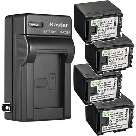 Kastar 4-Pack Battery and AC Wall Charger Replacement for Canon VIXIA HF M41 HFM41 VIXIA HF M46 HFM46 VIXIA HF M400 HFM400 VIXIA HF M406 HFM406 VIXIA HF S10 HFS10 VIXIA HF S11 HFS11 Camera