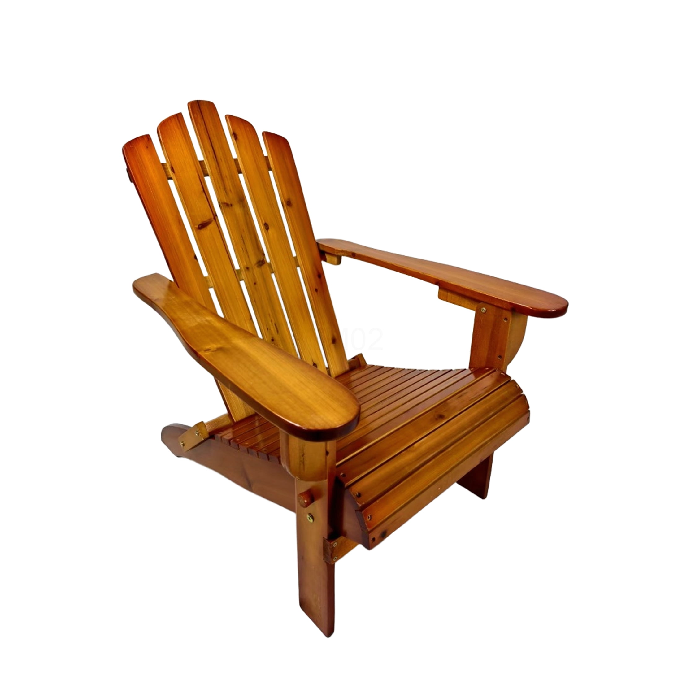 COSMOS Oak Foldable Adirondack Chair for Patio or Garden, Solid Hardwood Outdoor Lounge Chair with Wide Armrests
