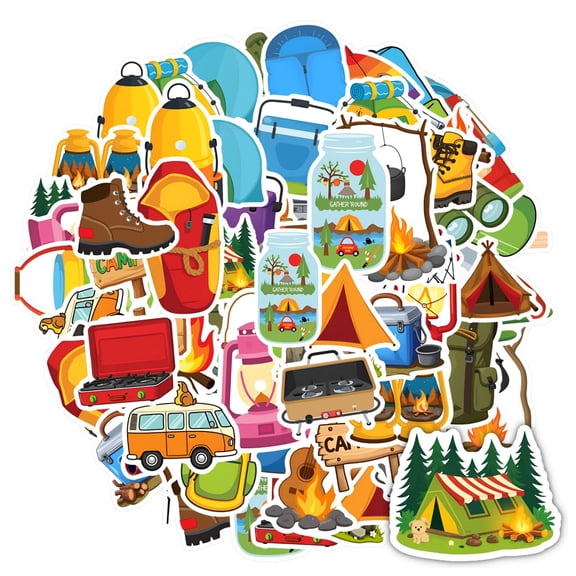 35pcs-50pcs Outdoor Stickers Camping Stickers Adventure Stickers Nature Stickers Kids DIY Stickers for Suitcase Fridge