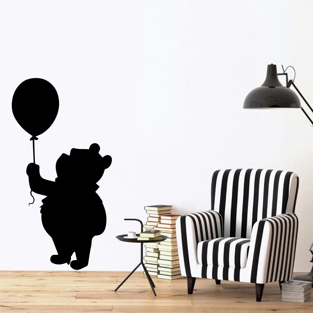 Cute Winnie The Pooh Pooh Bear Pooh Adventures Cute Balloon Silhouette Vinyl Sticker Wall Art Decoration Decal For Kids Baby Girl Baby Boy Room Home Room Wall Sticker Decorations Size (35x40 inch)