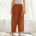 thumbnail image 4 of Atogsazn Womens Wide Leg Cargo Pants Casual Loose Drawstring Flowy Summer Beach Pants with Pockets Orange XXL, 4 of 8