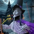 thumbnail image 5 of DAMAI 6 ft Halloween Flying Witch Decor,Outdoor Flying Witch Halloween Animatronic Animated Hover Witch with Scary Sound & Light-up Eyes, Scary Halloween Props for Garden Yard House Decoration, 5 of 9