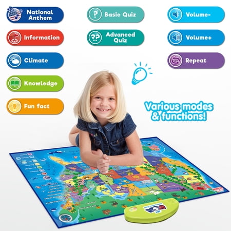 BEST LEARNING i-Poster My USA Interactive Map - Educational Smart Talking US Poster Toy for Kids Boy or Girl Ages 5 to 12 Years