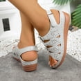 thumbnail image 5 of Hurxie Wedge Sandals for Women Dressy: Comfortable Walking Summer Low Platform Ankle Strap Open Toe Casual Dressy Women Flat Sandal Gray 36, 5 of 6