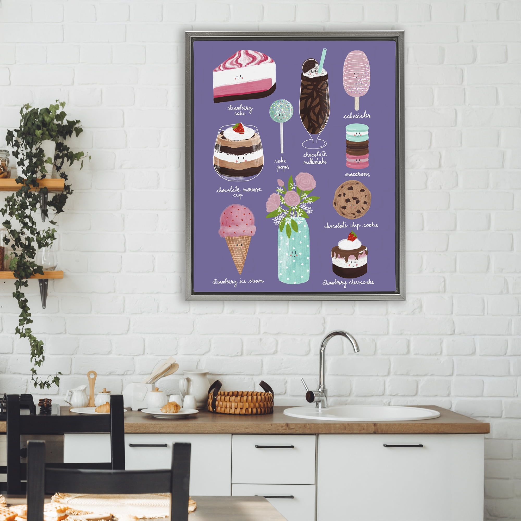 Stupell Industries Decadent Desserts & Flowers Gray Framed Floater Canvas Wall Art, design by Metka Hiti