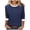 Navy-women 3/4 sleeve tops, variant on RongHuan Womens Tops Casual 3/4 Sleeve Shirts Round Neck Tunic Blouses Loose Fit Tee Shirt Color Block Pullover