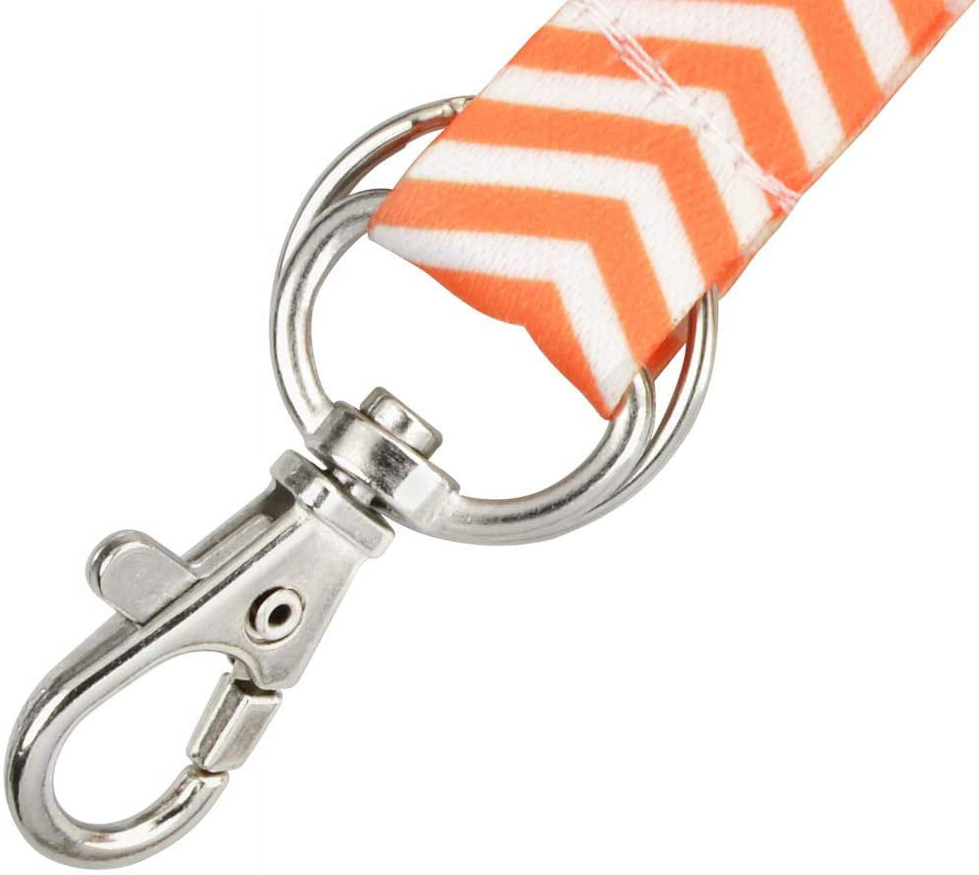 Cute Chevron Lanyard with Lobster Claw Clasp and Key Chain Ring - Keychain Neck Strap for Badge Holder, Keys and I’d Cards by Specialist ID (Orange)