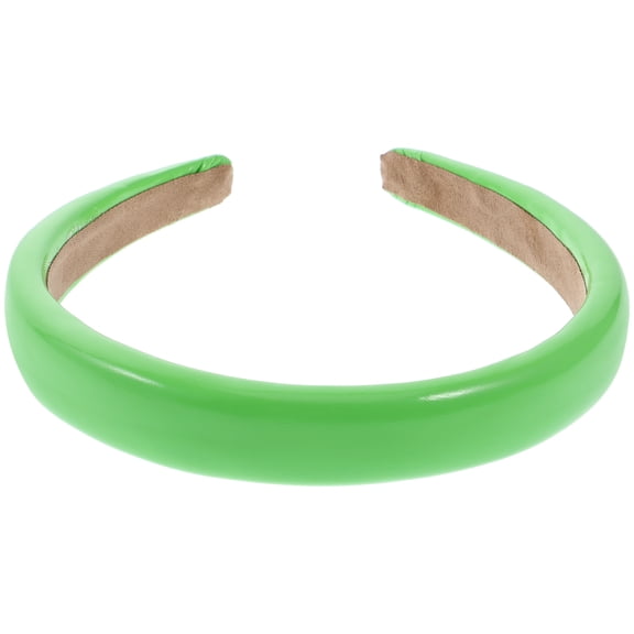 WEUVEB Wide-Brimmed Solid Color Green PU Headband Comfortable Stylish Hair Accessory