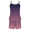 thumbnail image 5 of Bovxnpu Womens Plus Size Pajama Sets, 2 Piece Loungewear For Women, Womens Gradient Sling Sleeveless Tank Splicing Shorts Casual Pajamas Set L, 5 of 5