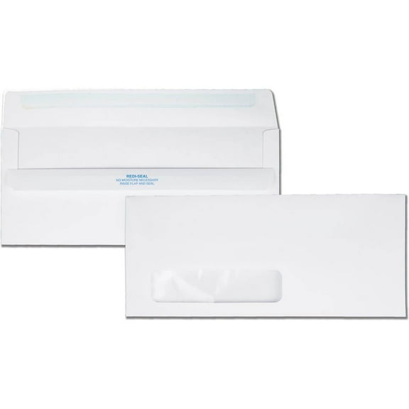 Quality Park Redi-Seal No. 10 Window Envelopes - Single Window- Self-Sealing - Wove - White