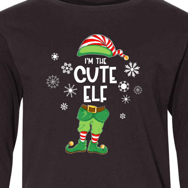 Inktastic Funny Christmas I'm the Cute Elf with Shoes and Hat Long Sleeve Youth T-Shirt