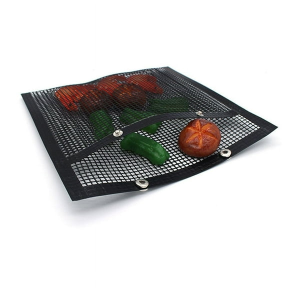 2 Pack BBQ Mesh Grill Bags Reusable, Reusable Non-Stick BBQ Mesh Grilling Bags/Grill Mat for Fish Vegetables Meat