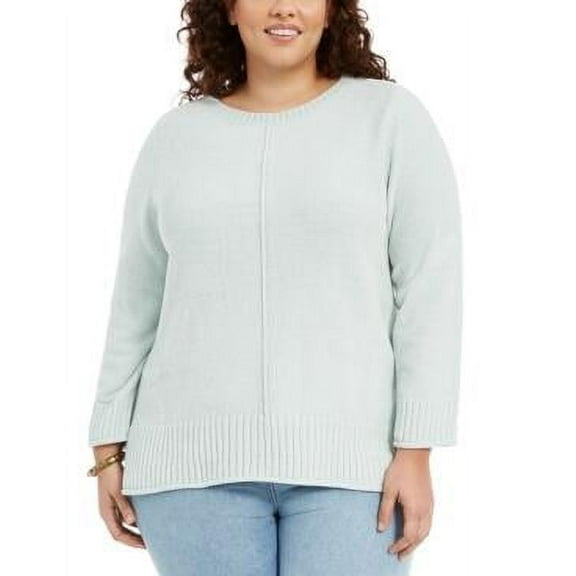 $57 Style & Co Plus Size Chenille Sweater, Green Size 0X