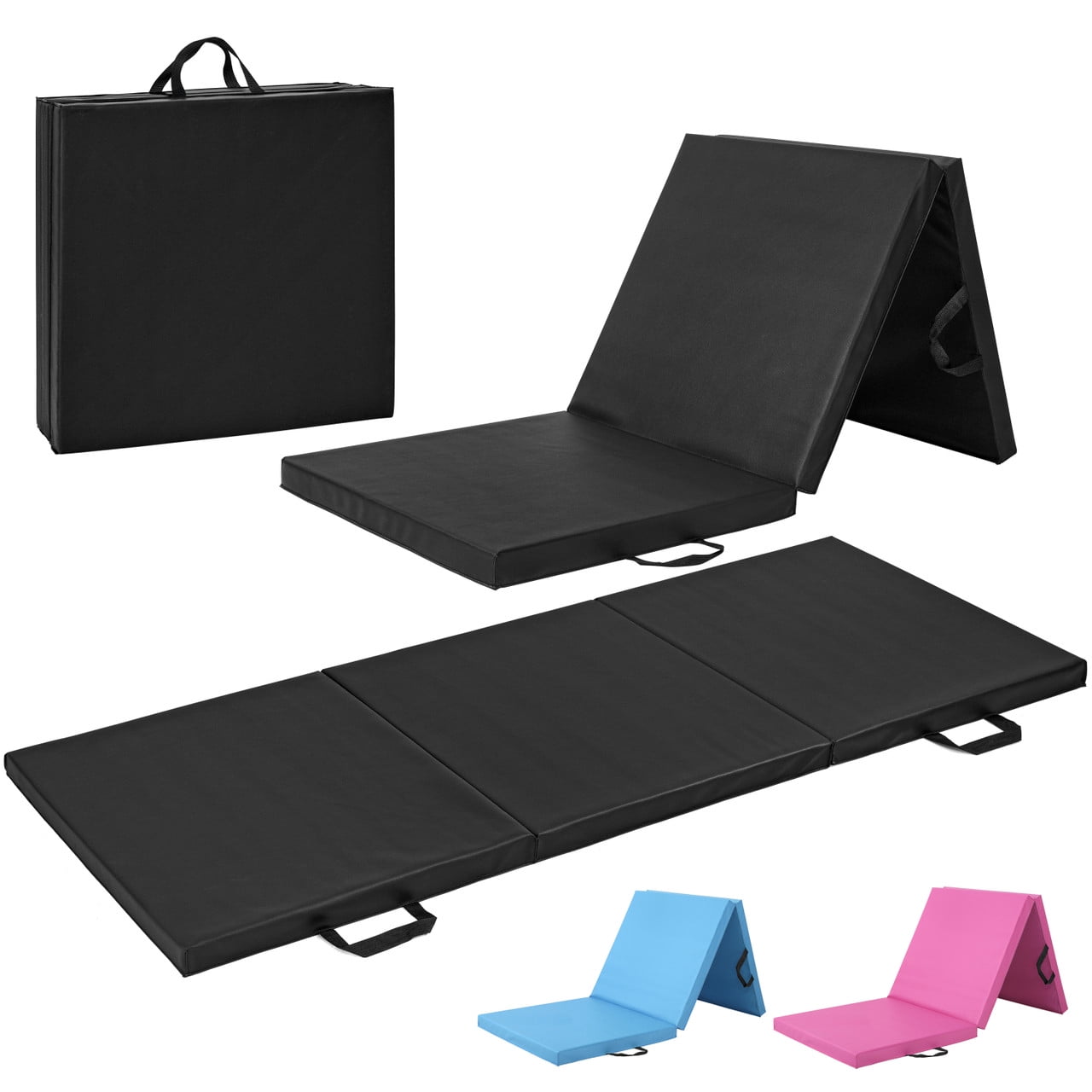 CAP All Purpose Folding Anti Tear Exercise Training Aerobic Fitness Gym & Balance Mat. 72"L x 24"W x 2" Thick, Black