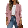 thumbnail image 4 of Drovellove Women's Casual Blazer Jacket with Collar Long Sleeve Button Up Cardigan Coat - Solid Color Soft Comfortable Lightweight Outerwear for Work Office Party Dating Vacation, 4 of 5