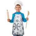thumbnail image 2 of Blue Christmas Snowflake Pattern Kids Aprons for Girls and Boys,Adjustable Neck Strap Toddler Aprons for Kids Cooking Baking, 2 of 7