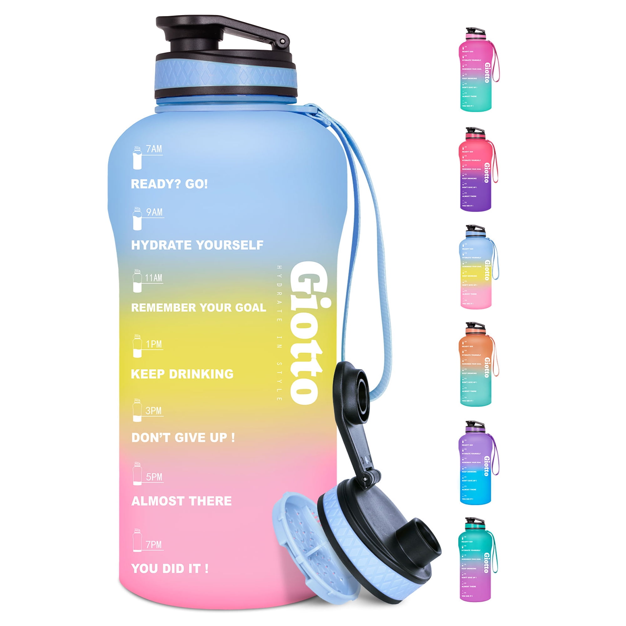 Aesthetic Water Bottle Tea Time Motivational Clear Fruit Hydration