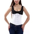 thumbnail image 4 of Aunavey Womens Satin Corset Underbust Boned Waist Cincher Bustier Girdle Shaper, 4 of 8