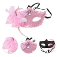 thumbnail image 3 of Unique Bargains Halloween Christmas 1 Pc Lily Princess Half Face Party Mask for Masquerade Party Pink, 3 of 4