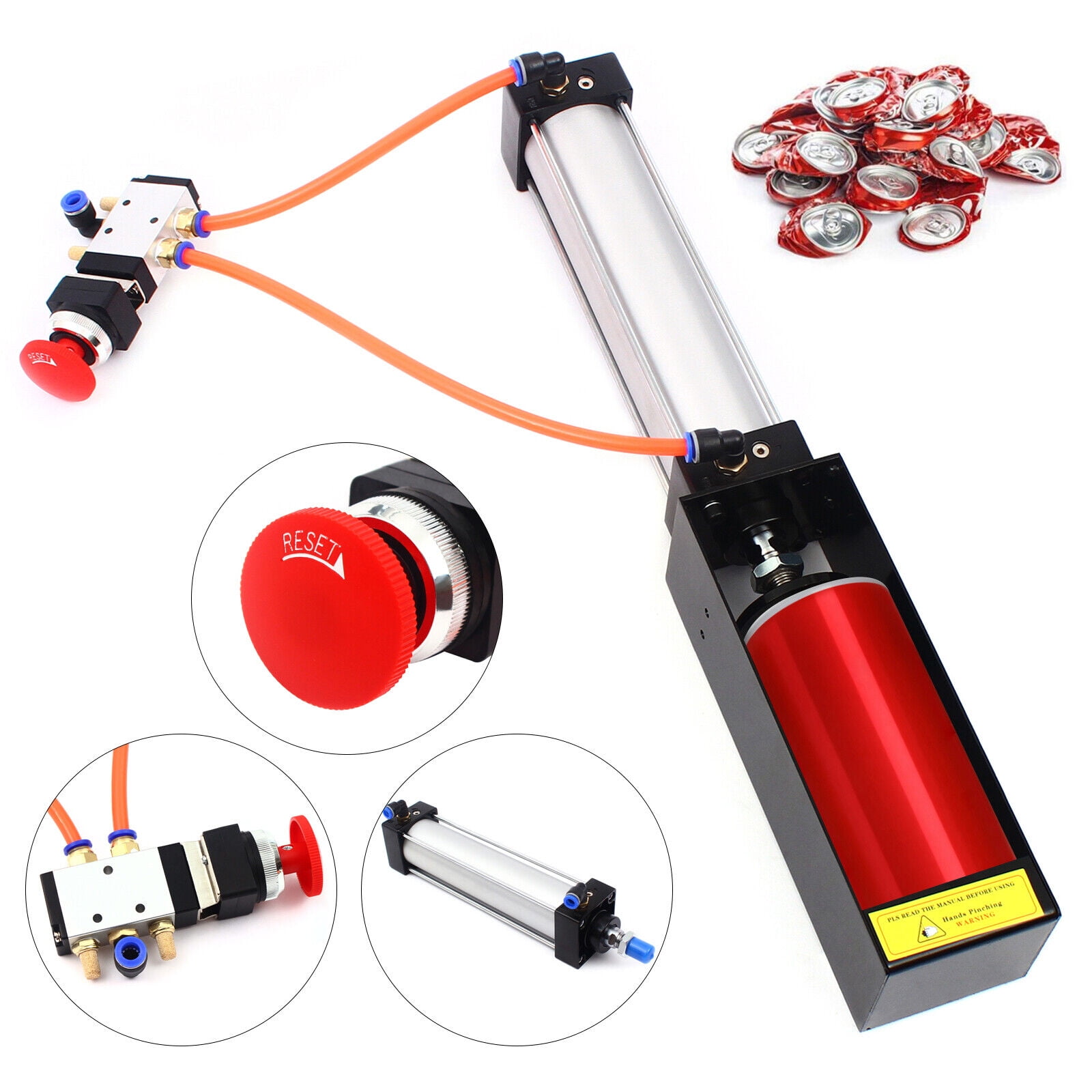 Pneumatic cylinder can crusher Air powered table top Aluminum can