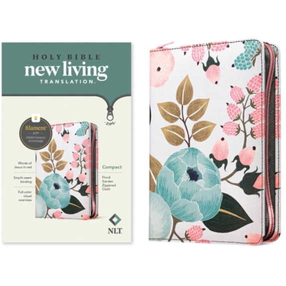 Pre-Owned NLT Compact Zipper Bible, Filament Enabled (Cloth, Floral Garden, Red Letter) (Paperback) by New Living Translation, Tyndale (Creator)