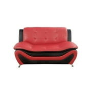 Beverly Fine Furniture 2 Piece Faux Leather Contemporary Living Room Sofa, Loveseat Set. Black&Red