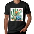 thumbnail image 2 of Wuche Cactus retro plant aesthetics, design shirt, artistic display, T-shirt lover gift casual breathable men, women, boys, girls, children Black, 2 of 4