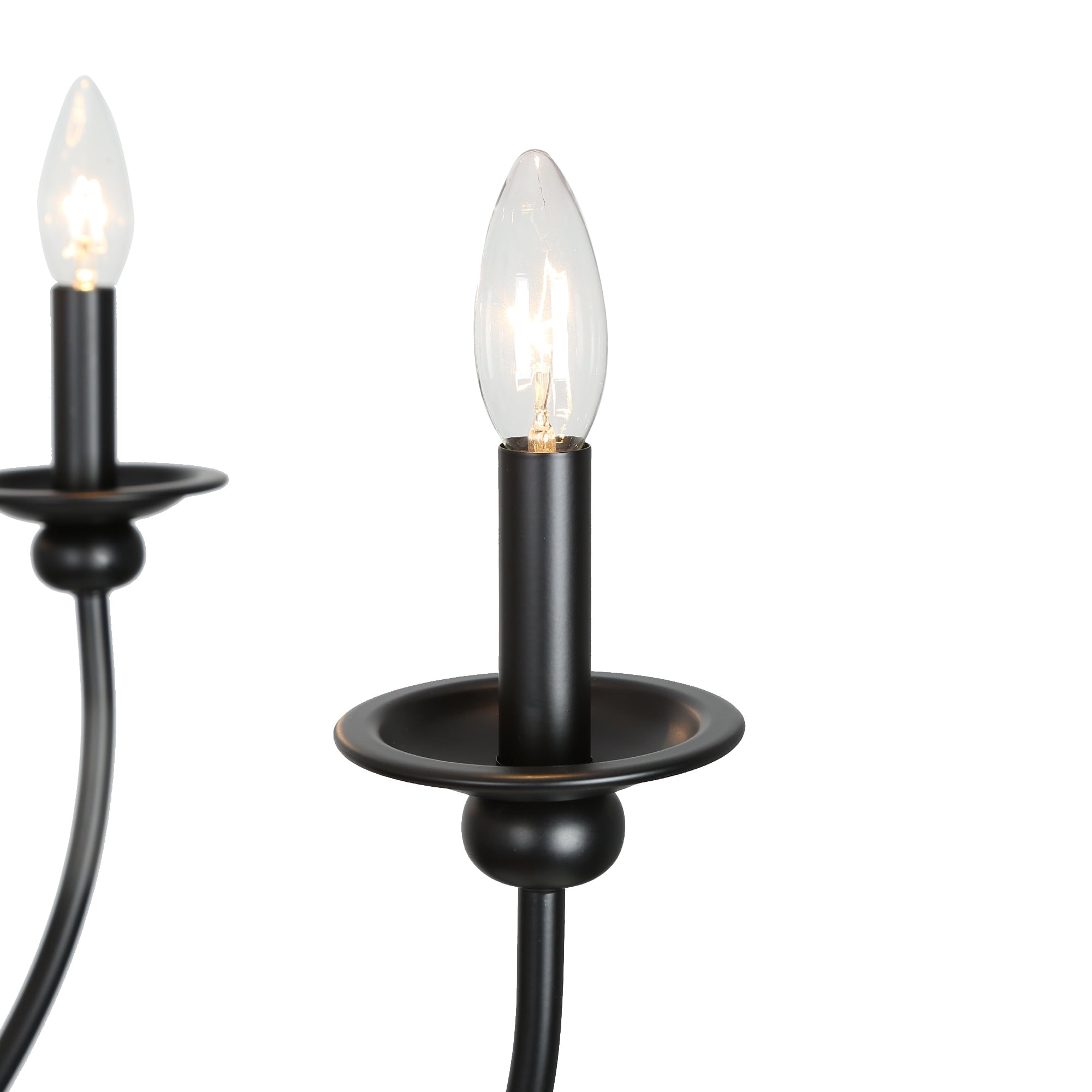 LNC 6-Light Modern/Contemporary Matte Black Large Candle Chandelier