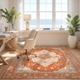 thumbnail image 3 of Design&I 3'x5' Ultra Soft Throw Mat, Orange Vintage Burnt Print Ornamental Spandrels Banded Framing None Fluffy Washable Easy Care Indoor rug for Bedside Hallway, 3 of 7