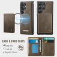 thumbnail image 3 of Case For Samsung Galaxy S23 Ultra 5G RFID Blocking Compatible With MagSafe Detachable 2 In 1 Wallet With Card Holder,PU Leather Case,  Holder Kickstand Magnetic Protective Women Men Cover,Brown, 3 of 11