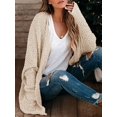 thumbnail image 4 of Sherrylily Women Chunky Popcorn Cardigan Open Front Boyfriend Batwing Fuzzy Knit Coat, 4 of 7