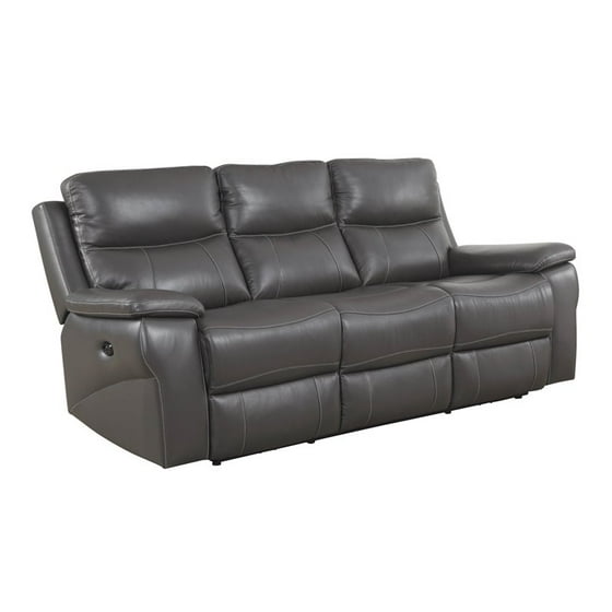 Furniture Of America Soron Faux Leather Power Reclining Sofa In Gray