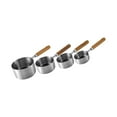 thumbnail image 1 of Juego de tazas medidoras de 4 piezas, taza medidora con mango de madera, juego de horneado duradero de acero inoxidable para hornear secos y líquidos A, 1 of 10