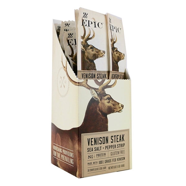 Epic Sea Salt & Pepper Venison Steak Strips 0.8 oz Pack of 20 by