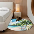 thumbnail image 3 of Summer Beach Round Area Rug 4 FT, Non Slip Indoor Outdoor Rug, Tropical Coastal Palm Tree Surfboard Washable Soft Circular Carpet Non-Shedding Floor Mat for Coffee Table Nursery Foyer Balcony, 3 of 8