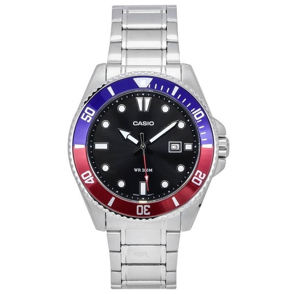 Casio Men’s Stainless Steel and ‘Pepsi’ Bezel Dive Watch - MDV-107D-1A3VDF